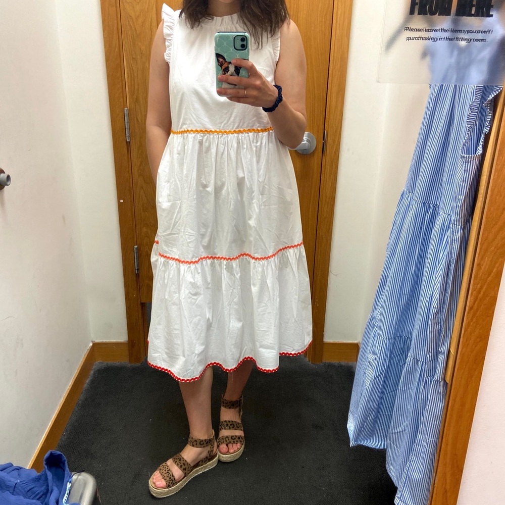 J Crew Tiered Midi Ruffle Dress